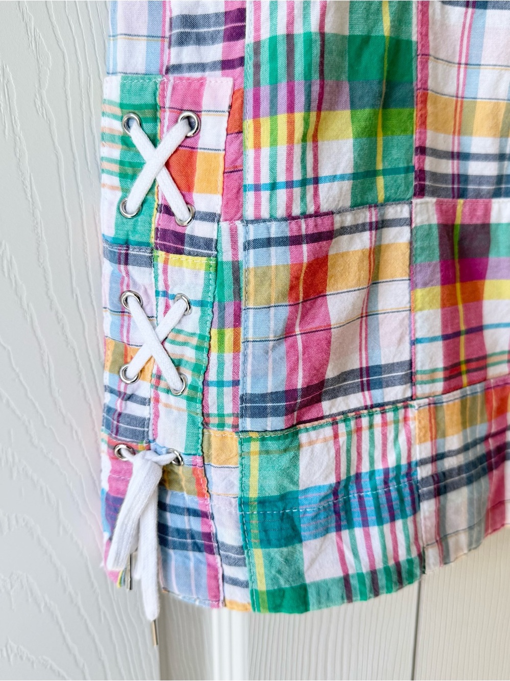 Talbots Madras Plaid Patchwork Skirt Size 2 Preppy Colorful Old Money Hamptons - Picture 3 of 9